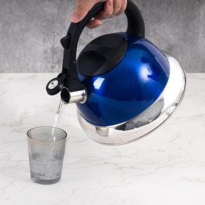 Bouilloire sifflante moderne en acier inoxydable pour cuisinière, finition miroir bleue, ébullition rapide avec bec verseur sifflant - Product Image 6