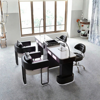 Table de manucure en marbre durable et écologique 2025 avec collecteur de poussière, design contemporain, mobilier commercial pour salon et atelier