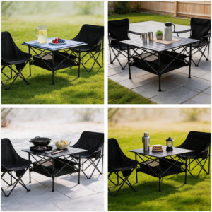 Navyice Adjustable Aluminum Camping Table Matte <b>Paint</b> Folding Slat Top Picnic Table With Storage Wholesale - Product Image 3