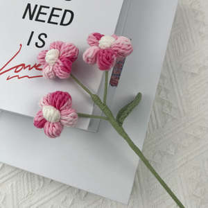 ดอกไม้พัฟถักด้วยมือดอกไม้ไหมพรมถักด้วยมือดอกไม้ประดิษฐ์ทำด้วยมือสำหรับตกแต่งบ้านและของขวัญวันวาเลนไทน์ - Product Image 4