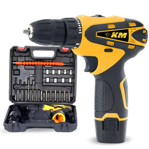 Km Electric Drill 12V Rechargeable Lithium Battery 50Nm Torque 13Mm Drilling <b>With</b> 24 Bit <b>Set</b> Plastic <b>Case</b> - Product Image 1