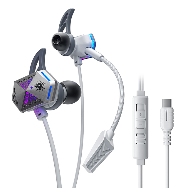PLEXTONE RX3 Dual Mic Gaming Stereo Earphone Private Mold Type-C RGB Flash Light Wired Headset Gaming Earphones Mic in for Phone