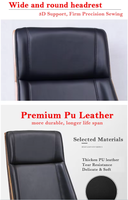 Chaise de bureau en cuir pour le dos moyen, chaise de bureau ergonomique, chaise de direction en cuir, luxe, patron