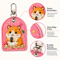 Porte-clés personnalisé brodé en tissu, motif lapin et hamster Kawaii, pour décoration de sac, cadeau de compagnie, vente en gros OEM, articles promotionnels