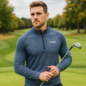 Design personnalisé vierge tricot léger sport hommes quart Zip Performance Pullover Golf Sweatshirt - Product Image 3