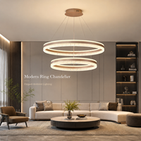 Lustre suspendu moderne à double anneau LED en cristal écrasé et acrylique, hauteur réglable, 201W, pour salon et salle à manger