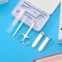 Kit de manucure et pédicure professionnel personnalisé avec logo, 5 pièces, outil de beauté, coupe-ongles 5 en 1, acier inoxydable, toilettage portable, durable