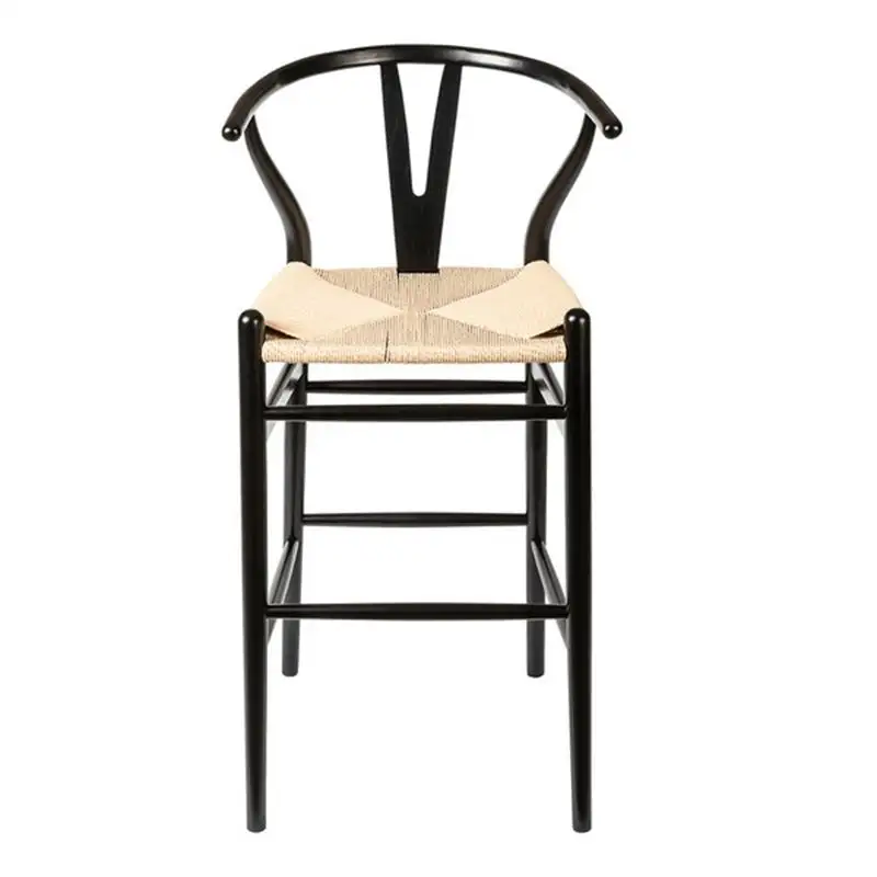 Cadeira de bar com garfo de fábrica por atacado, poltrona de madeira com cinto, banco alto Hans Wegner Wishbone Y, banco de bar com alça