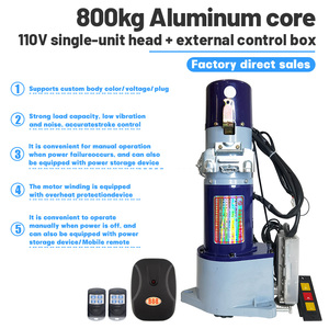 Motor de puerta de persiana enrollable con núcleo de aluminio de 800kg, puerta de garaje de un solo cabezal, caja de Control colgante de puerta eléctrica de 110V - Product Image 2