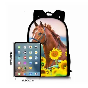 <strong>Horse</strong> Pattern 3D Cartoon Polyester <strong>Backpack</strong> for Boys and Girls 20-35L School Bag - Product Image 6