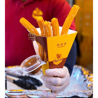 Conos Triangulares Personalizados para Papas Fritas con Vaso para Salsa, Envases Desechables para Churros, Conos de Papel para Crepas, Conos para Waffles con Espuma
