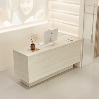 Bureau d'accueil en bois massif et panneaux de particules, design moderne, éclairage LED, durable, résistant aux taches, pour bureau commercial, hôtel, salon de beauté