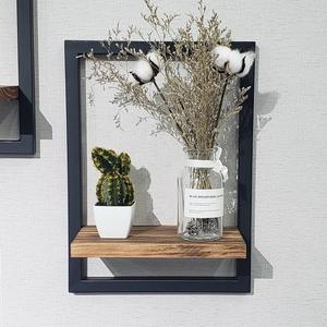 Estante de hierro forjado negro, estante de pared multifunción Vintage de madera Natural para sala de estar - Product Image 4