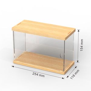 Acrylic Figurine <b>Display</b> <b>Case</b> With Wooden Shelves For Toys Collectibles Storage Organizing Shelf Unit - Product Image 4