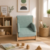Canapé individuel Montessori Chuangjin pour enfants, fauteuil en bois massif et tissu rembourré pour maternelle et crèche, vente en gros