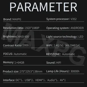 جهاز عرض بروجيكتور 600 ANSI Lumen جديد فائق الدقة 4K 1080 AI جهاز عرض بروجيكتور يعمل بنظام الأندرويد مزود بخاصية WiFi محمول شاشة LCD فيديو ليد