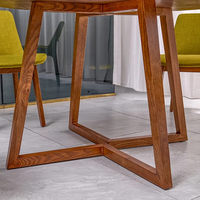Home Restaurant Ensemble table et chaises de salle à manger 4 places Mobilier Table à manger ronde en bois massif Ensemble 6 chaises