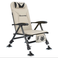 Chaise de pêche pliable multifonctionnelle en acier au carbone durable avec dossier et pieds réglables, légère et portable pour l'extérieur