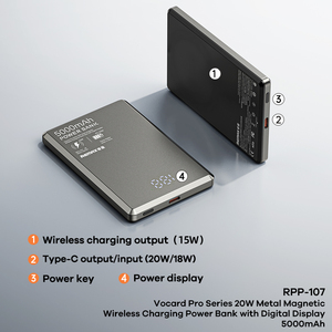 RPP-107 20W Metal Magnetic <b>Wireless</b> Charging Power Bank With Digital Display 5000mAh RPP-107 Magnetic <b>Wireless</b> Charging Power Ba - Product Image 3
