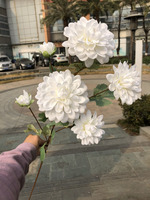 Vente en gros d'arrangement de fleurs artificielles de dahlia rose à 6 têtes, chrysanthèmes d'hibiscus pour mariage, noël et fête des mères