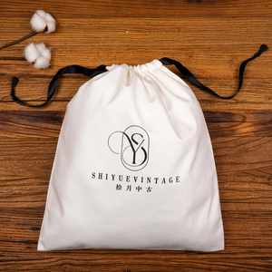 Sac de voyage en toile de coton blanc de haute qualité en gros, sac cadeau personnalisé avec cordon de serrage - Product Image 4