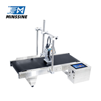 Impresora en Línea Inteligente Minssine 600DPI TIJ, Nueva Máquina Transportadora 2 en 1, Codificación de Fecha de Fabricación en PVC, Pantalla Táctil, Velocidad de 50m/min, Tinta Solvente