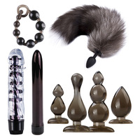 Kit de Cosplay Queue de Renard 8-en-1 : Plug Anal en Silicone, Kit d'Entraînement, Vibrateur Balle, Anneau Perlé – Jouets Sexuels pour Couples