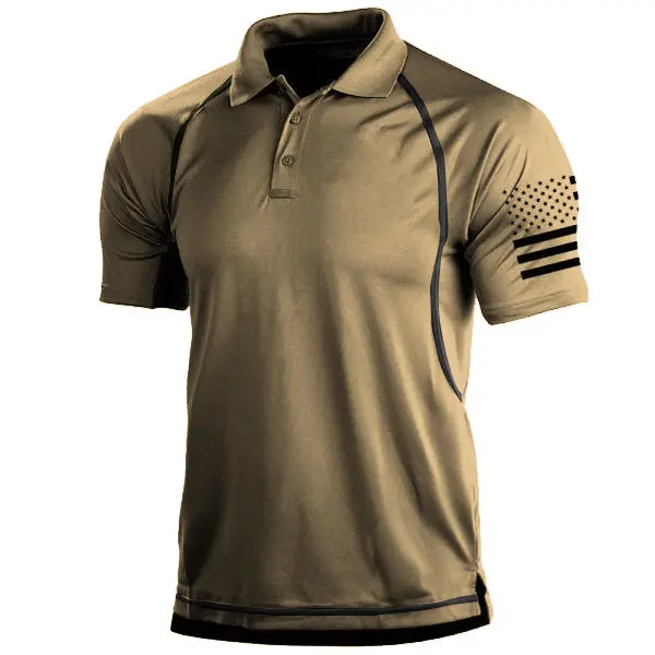 Button Up Down T-Shirt Polo lengan panjang pria, kaus tempur cepat kering Logo kustom hitam taktis untuk pria