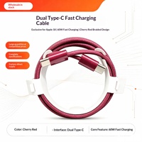 Kabel Pengisian Cepat Dual-USB-C Berjaring dengan Transfer Data untuk Pengisian Daya Ponsel iPhone 18 Pro Max 45W