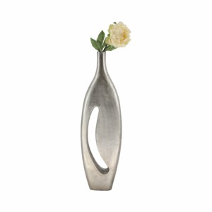 Vaso in metallo con dettagli a intaglio, moderno vaso decorativo per fiori, da esporre sul tavolo del soggiorno - Product Image 2