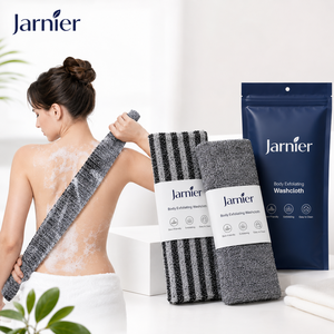 Serviette exfoliante personnalisée Jarnier avec logo, longue éponge de bain en nylon maillé, éponge corporelle japonaise, exfoliant pour le bain et la douche - Product Image 2