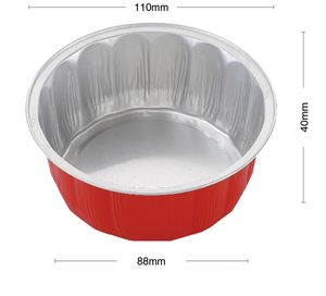 แม่พิมพ์อบขนมทรงกลมขนาด235มล. พร้อมฝาปิดทำจากอลูมิเนียมแบบใช้แล้วทิ้งถ้วยฟอยล์ครีม brulee สำหรับใส่อาหาร - Product Image 6