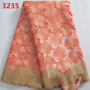 ผ้าลูกไม้ถัก,ผ้าลูกไม้ไนจีเรียสำหรับเย็บชุดแต่งงาน3235น่ารัก <span class=keywords><strong>Pomona</strong></span> สีเขียว Afrian Guipure - Product Image 4