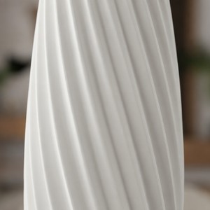 Jarrón Alto de Plástico con Textura Trenzada Blanca Nórdica Moderna, Elegante Maceta Minimalista para Decoración de Sala de Estar, Oficina en Casa y Escritorio - Product Image 3
