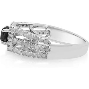 Bague de fiançailles Black Diamond Halo 1,89 carats de diamant rond en or blanc 10K, diamant naturel, bijoux fins pour femmes - Product Image 2