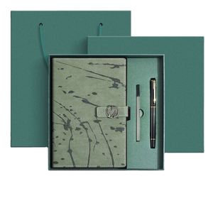 Wholesale Promotional Corporate Business Luxury Office Custom Logo A5 Pu Black Modern Embossed Notebook Planner 2-in-1 Set - Product Image 1