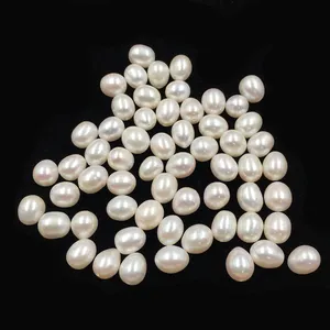 Cadena de perlas de agua dulce, óvalo blanco de 10-11mm, perlas blancas a granel para pendientes de perlas naturales de agua dulce