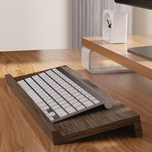 Meinijia Keyboard Tray <b>Solid</b> <b>Wood</b> Adjustable Height Desktop Stand For Office <b>Desk</b> Typing Support Rectangle Charcoal Colored - Product Image 2