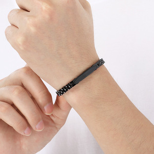 Bracelet chaîne de montre en acier inoxydable gravable sur mesure de 6 mm <span class=keywords><strong>pour</strong></span> hommes et femmes |   <span class=keywords><strong>Bijoux</strong></span> unisexes <span class=keywords><strong>pour</strong></span> couples, ajustables, <span class=keywords><strong>or</strong></span>, argent, noir - Product Image 5