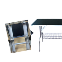 Table de toilettage pour animaux de compagnie rectangulaire noire de luxe en acier inoxydable avec logo personnalisé, pliable, réglable, 110 cm, sans tremblement, pour chiens