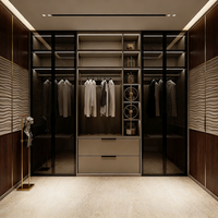 Meuble de chambre à coucher moderne en bois massif personnalisé, durable, résistant à l'humidité, avec coiffeuse et armoire penderie intégrée