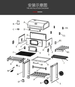 Parrilla de Carbón de Acero Inoxidable de Primera Calidad con Carro y Mesa Lateral, <span class=keywords><strong>Barbacoa</strong></span> <span class=keywords><strong>Portátil</strong></span> y Conveniente - Product Image 6
