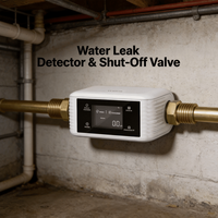 Détecteur de fuite d'eau connecté en Wi-Fi avec vanne d'arrêt automatique, affichage en temps réel de la pression et de la température