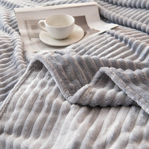 Super <strong>Soft</strong> Dyed Polar Flannel Fleece Modern Solid Color Design <strong>100</strong> <strong>Polyester</strong> Striped Throw <strong>Blanket</strong> <strong>Plush</strong> Baby Sofa <strong>Blanket</strong> - Product Image 4