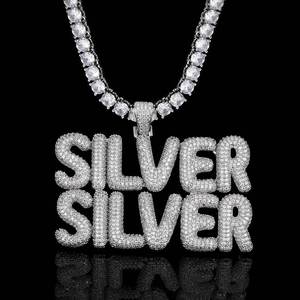 Iced Out Spliced Bubble Words S925 Silver Hip Hop Moissanite Jewelry Real Gold Plated Custom <b>Name</b> Pendant Pave Setting Charms - Product Image 5