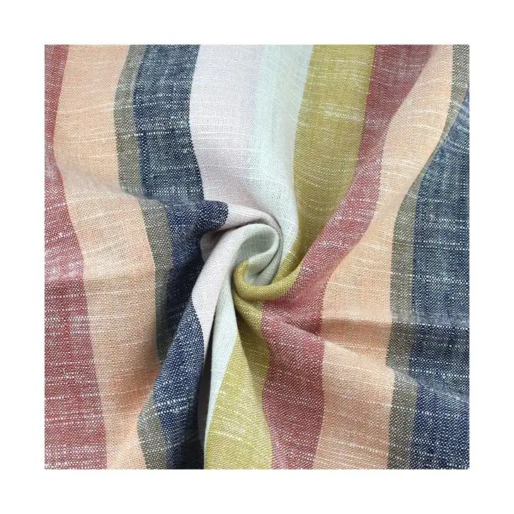 56/57" 208gsm yarn dyed stripe woven 55%linen 45%rayon fabric