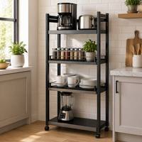 Étagère de rangement multi-niveaux robuste avec cadre solide, présentoir ouvert pour cuisine et salon