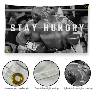 Tapestry da <span class=keywords><strong>boxe</strong></span> di Mike <span class=keywords><strong>Tyson</strong></span> "Stay Hungry", bandiera decorativa da parete con scena di combattimento in bianco e nero - Product Image 4