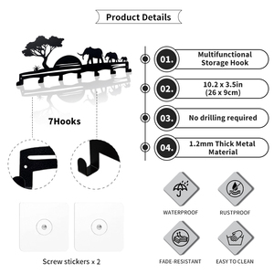Soporte para Llaves de Pared sin Taladro con 7 Ganchos, Adhesivo Fuerte, Organizador para Baño, Dormitorio y Oficina - Product Image 6