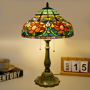 <span class=keywords><strong>Lampe</strong></span> de table de 16 pouces, <span class=keywords><strong>lampe</strong></span> de salon et de chambre à coucher de style rétro américain, <span class=keywords><strong>lampe</strong></span> de bureau en verre coloré luxueuse pour villa et hôtel - Product Image 4